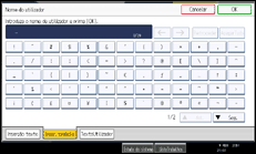 Ilustração do ecrã do painel de operação
