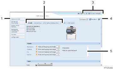 Ilustração com numeração do ecrã do Web browser