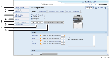 Ilustração com numeração do ecrã do Web browser