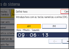 Ilustração do ecrã do painel de operação