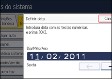 Ilustração do ecrã do painel de operação