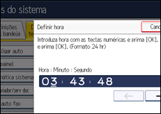 Ilustração do ecrã do painel de operação