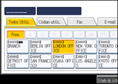 Ilustração do ecrã do painel de operação