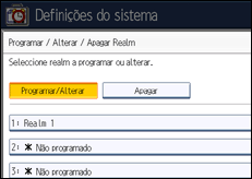 Ilustração do ecrã do painel de operação