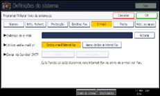 Ilustração do ecrã do painel de operação