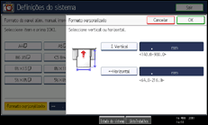 Ilustração do ecrã do painel de operação