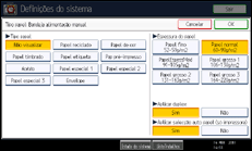 Ilustração do ecrã do painel de operação