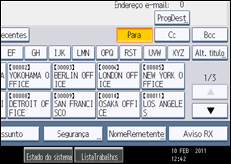 Ilustração do ecrã do painel de operação