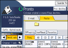 Ilustração do ecrã do painel de operação
