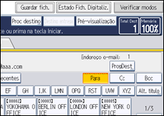 Ilustração do ecrã do painel de operação