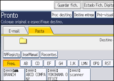Ilustração do ecrã do painel de operação