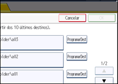 Ilustração do ecrã do painel de operação
