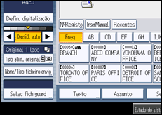 Ilustração do ecrã do painel de operação