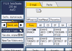 Ilustração do ecrã do painel de operação