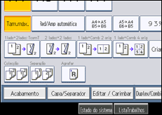 Ilustração do ecrã do painel de operação