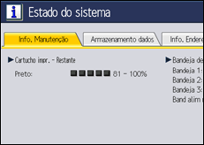 Ilustração do ecrã do painel de operação