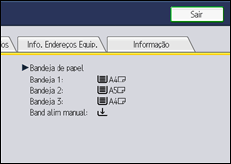 Ilustração do ecrã do painel de operação