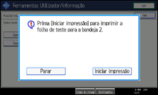 Ilustração do ecrã do painel de operação