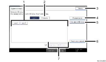 Иллюстрация экрана панели управления с пронумерованными сносками