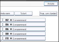 Bild av användarpanelens skärm