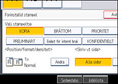 Bild av användarpanelens skärm