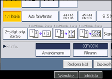 Bild av användarpanelens skärm