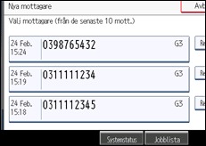 Bild av användarpanelens skärm