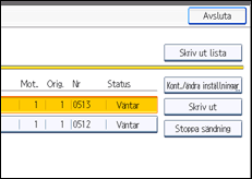 Bild av användarpanelens skärm