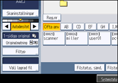 Bild av användarpanelens skärm