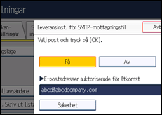 Bild av användarpanelens skärm
