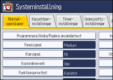 Bild av användarpanelens skärm