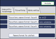 Bild av användarpanelens skärm