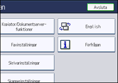 Bild av användarpanelens skärm