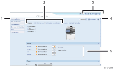 Bild av webbläsarfönster med numrerade detaljer