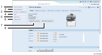 Bild av webbläsarfönster med numrerade detaljer