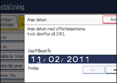 Bild av användarpanelens skärm