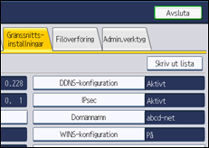 Bild av användarpanelens skärm