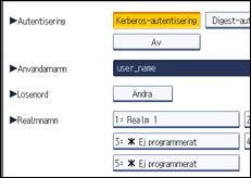 Bild av användarpanelens skärm