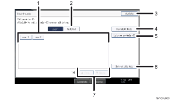 Bild av användarpanelen (numrerade detaljer)