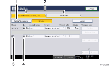 Bild av användarpanelen (numrerade detaljer)
