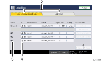 Bild av användarpanelen (numrerade detaljer)