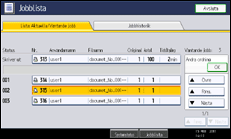 Bild av användarpanelens skärm