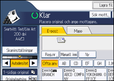 Bild av användarpanelens skärm