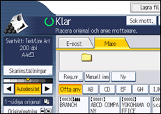 Bild av användarpanelens skärm