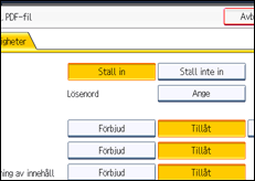 Bild av användarpanelens skärm