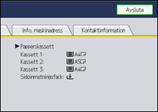 Bild av användarpanelens skärm