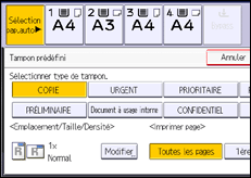 Illustration de l'écran du panneau de commande