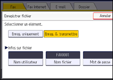 Illustration de l'écran du panneau de commande