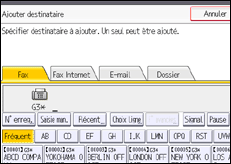 Illustration de l'écran du panneau de commande