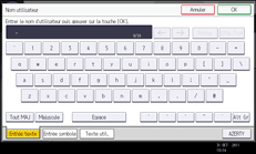 Illustration de l'écran du panneau de commande